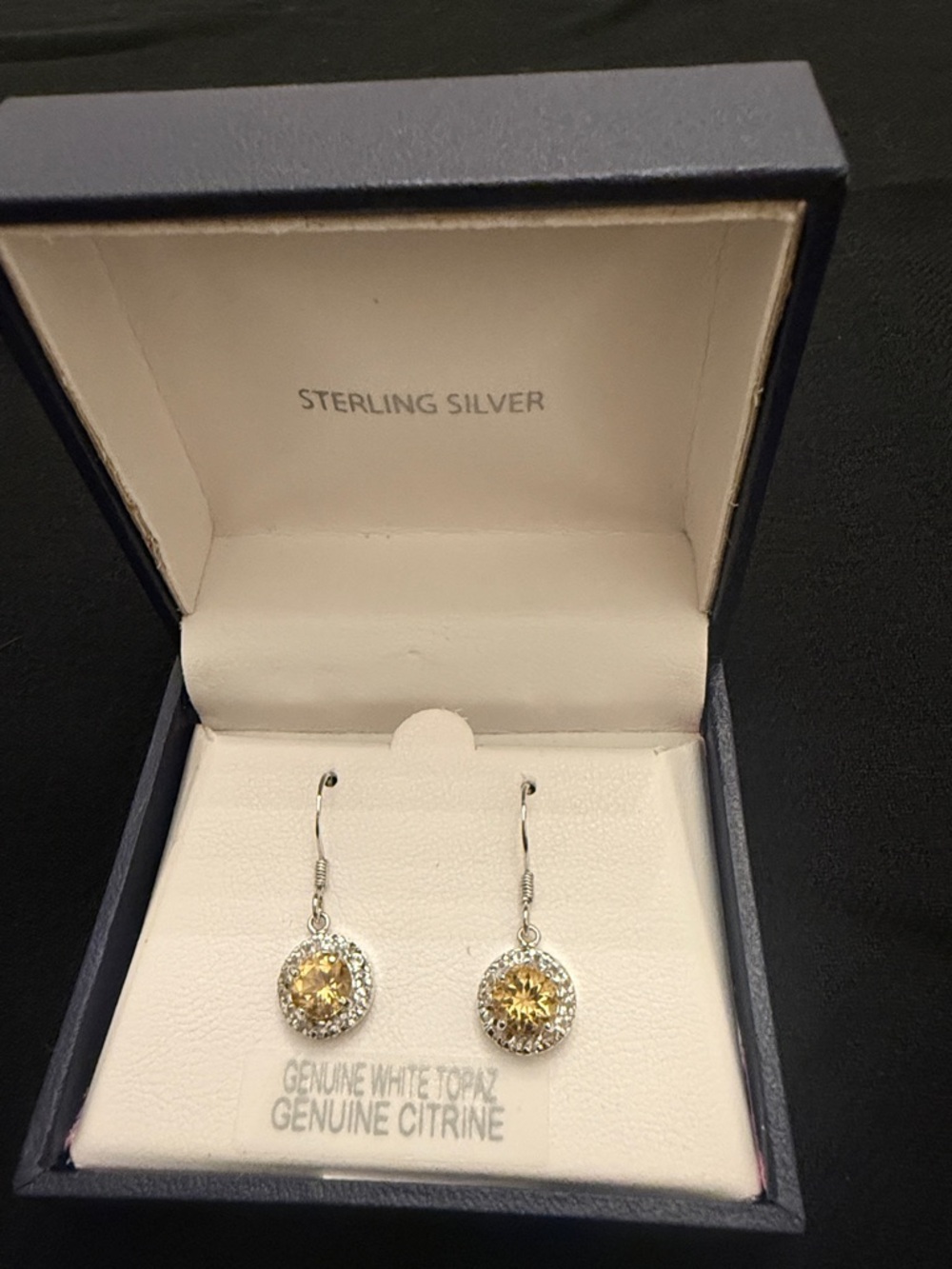 Sterling Silver Citrine Drop Earrings - Yellow Gemstone